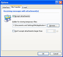 Settings Dialog, File Transfer Tab
