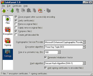 Digital signature and encryption settings in Windows